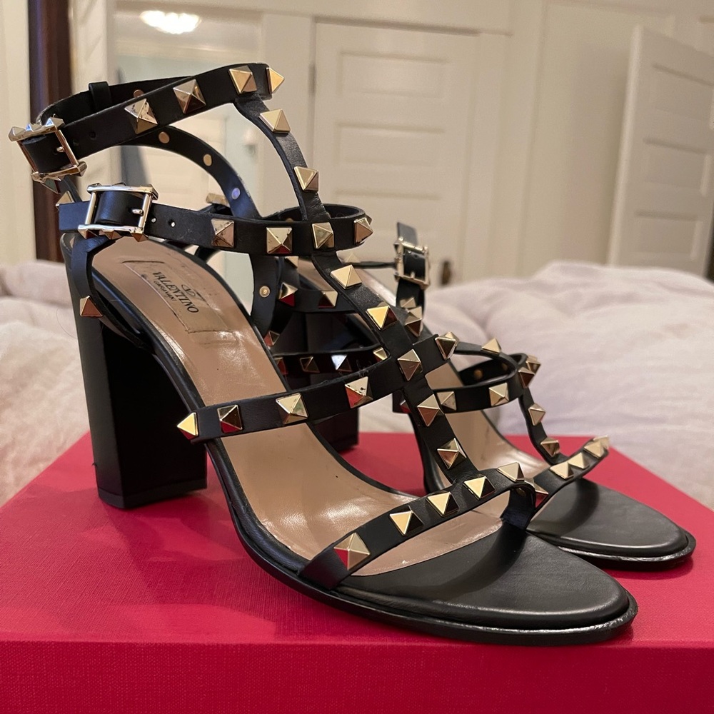 Valentino Rockstud Block Heel Sandals